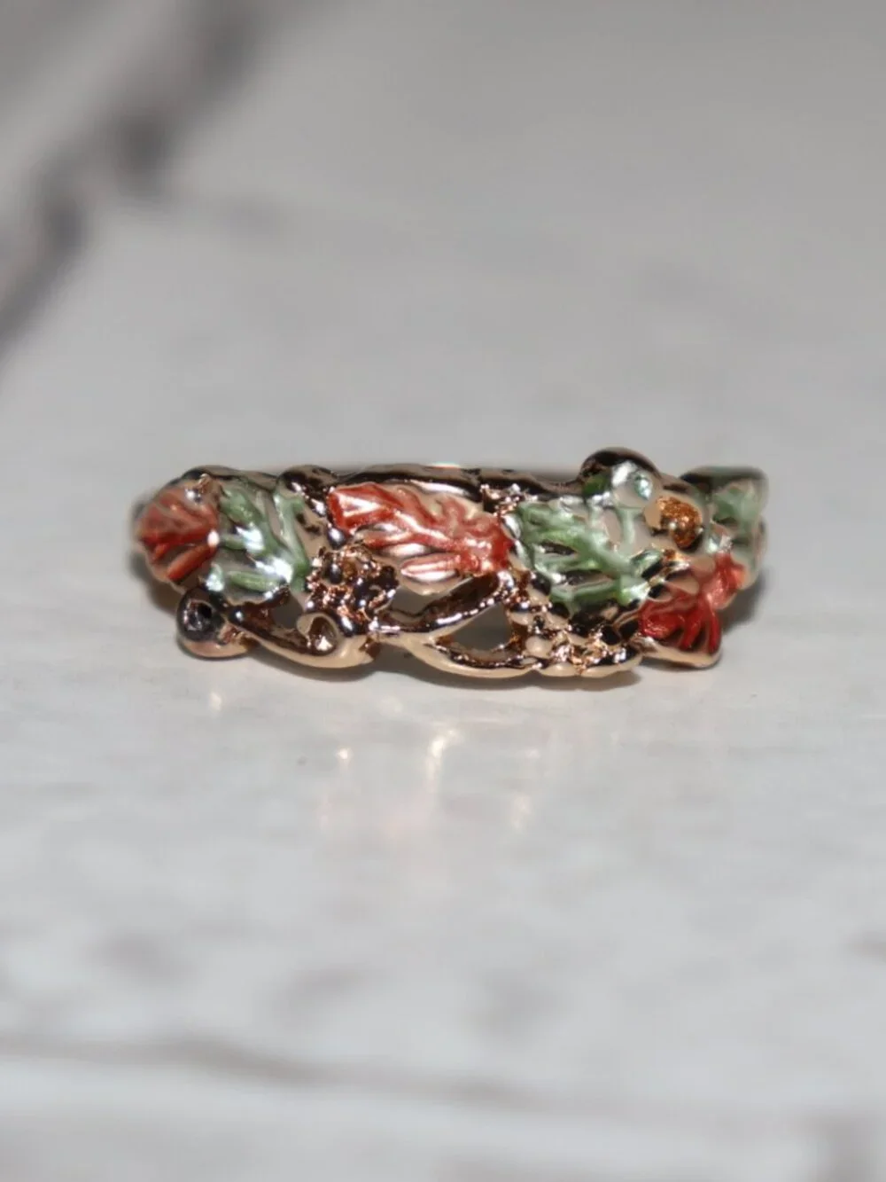 ✨ NWOT Vintage Leaf & Floral Statement Ring • Size 9.5 ✨